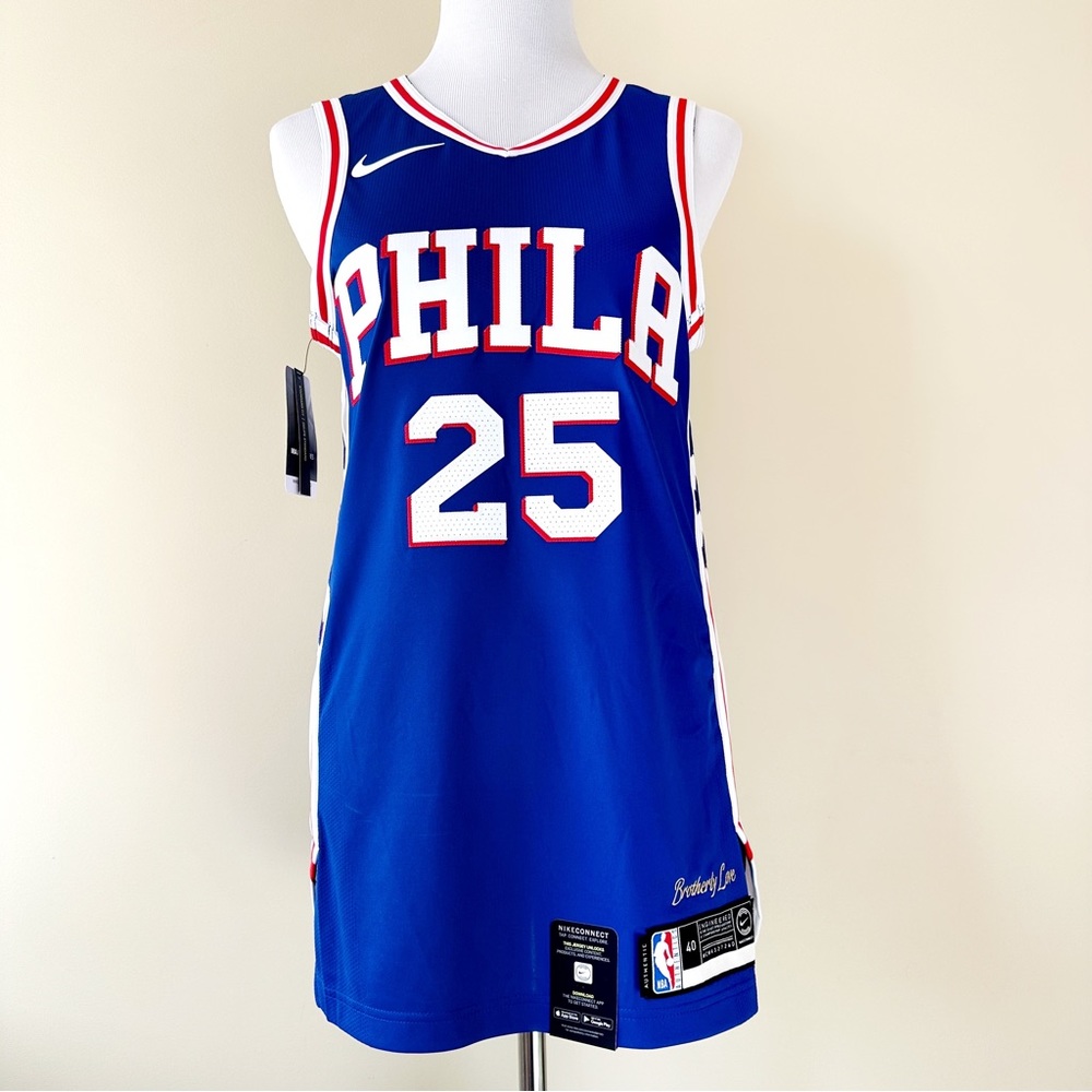 Nike NBA Philadelphia 76ers Authentic Jersey Size 40 Mens Small Blue Ben Simmons